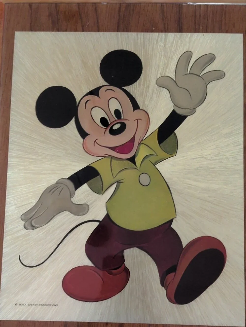 1980's Disney Mickey & Minnie Foil Art Pair - Wooden Wall Hangings